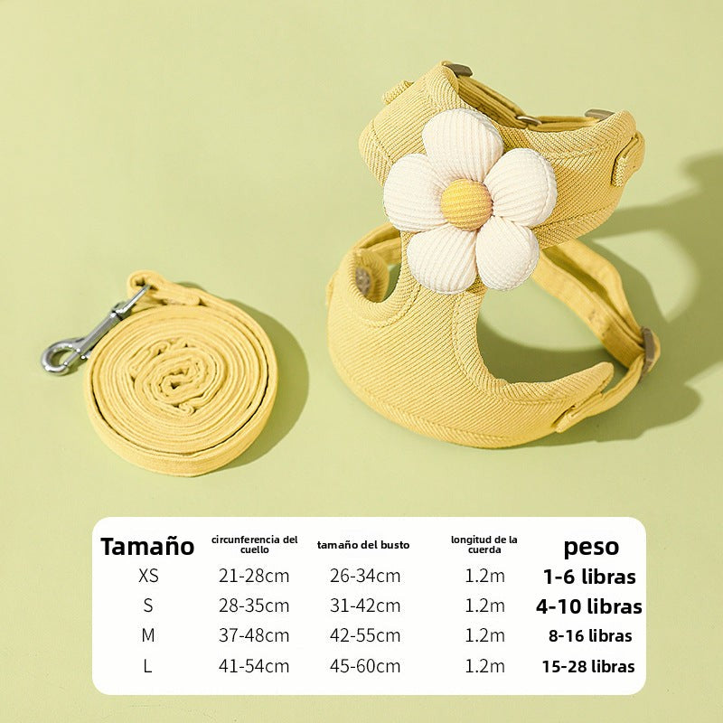 Arnés decorativo con flor de margarita para perros mini