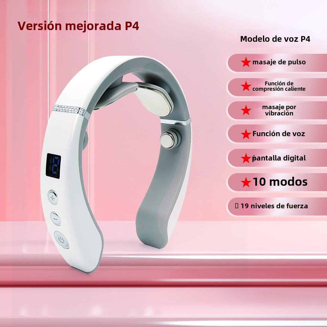 Masajeador de Cuello Portátil con Calor – Dispositivo Cervical Recargable para Aliviar Tensión y Dolor