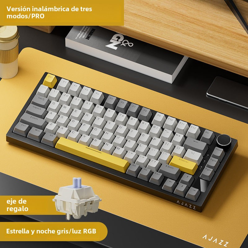 Teclado mecánico inalámbrico AK820pro: Bluetooth, tres modos, personalizable, 75% de tamaño, hot-swappable, diseño gasket, retroiluminado para juegos