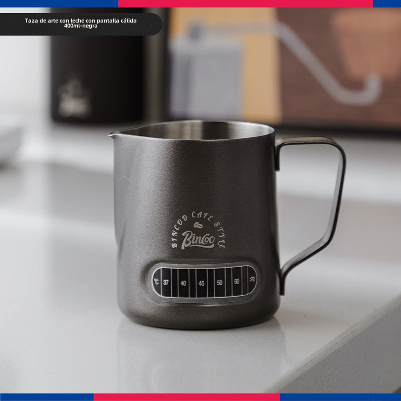 Taza de Leche Bincoo: Jarra de Acero Inoxidable para Espresso con Boquilla Redonda y Punta, Ideal para Espumar y Decorar
