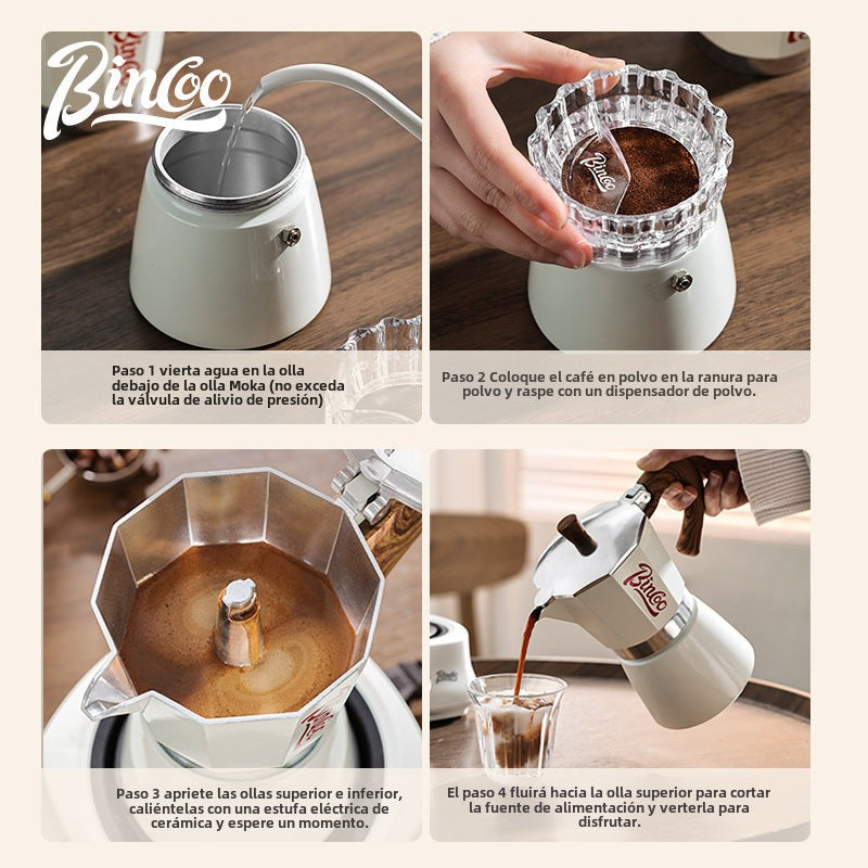 Bincoo: Elegante Cafetera Moka para Casa - Máquina de Café Espresso, Ideal para Preparar Café Concentrado y Manualmente