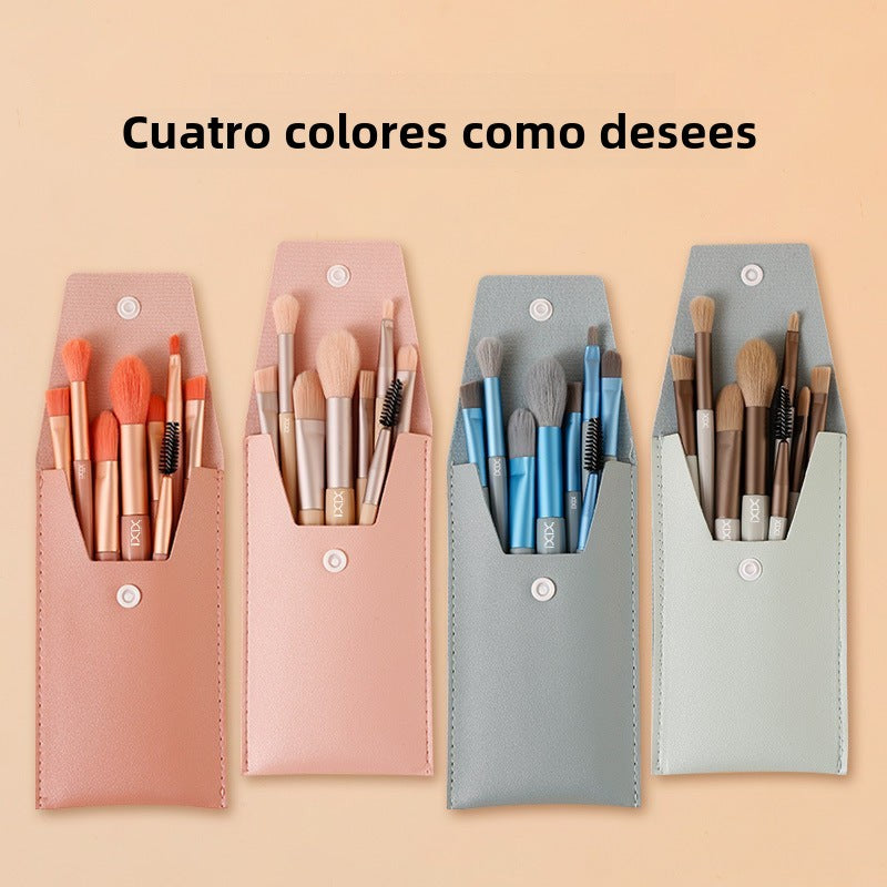 Set de Brochas de Maquillaje para Principiantes: 8 Piezas con Cerdas Suaves para Sombras de Ojos, Polvos Sueltos y Base