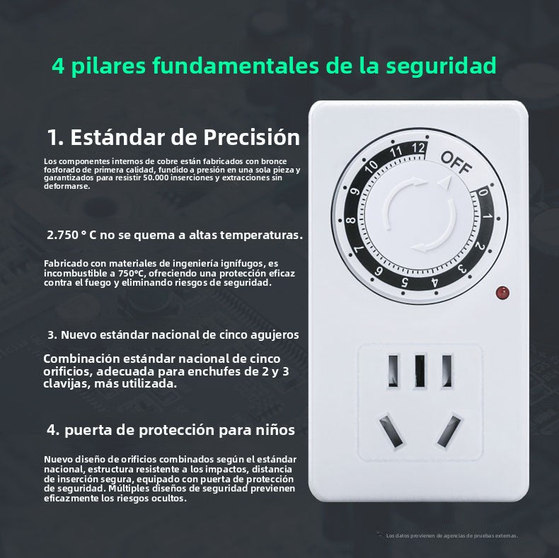 Enchufe programable para carga de electrónicos: temporizador, interruptor con apagado