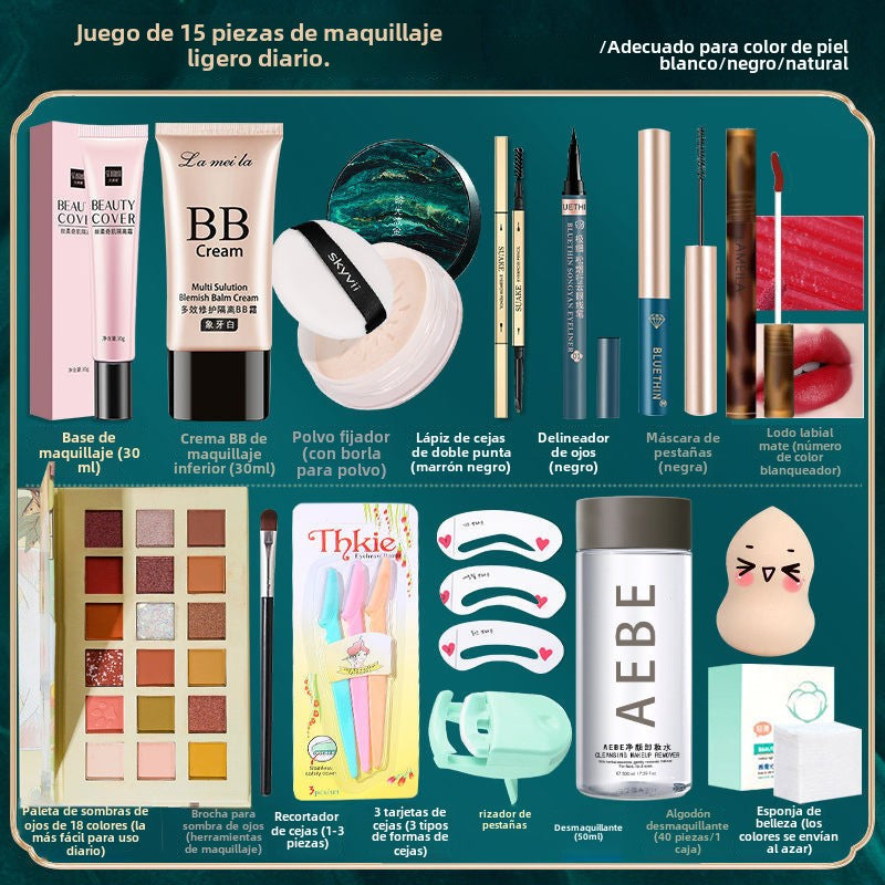 Kit de Maquillaje para Estudiantes: Set Completo de Maquillaje, Resistente al Agua y al Sudor, Ideal para Principiantes