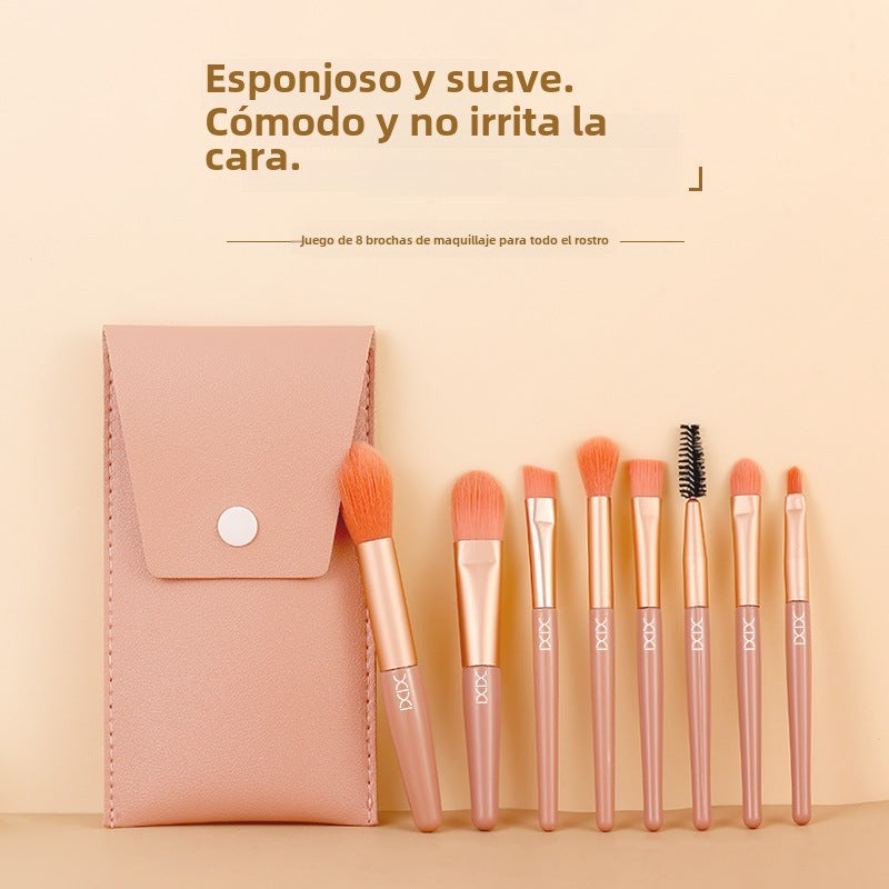Set de Brochas de Maquillaje para Principiantes: 8 Piezas con Cerdas Suaves para Sombras de Ojos, Polvos Sueltos y Base