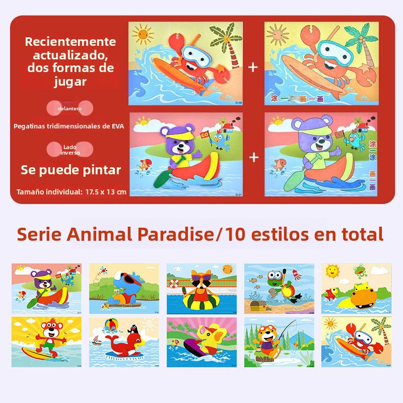 Manualidades Educativas con Pegatinas 3D para Niños – Dinosaurios y má diseños