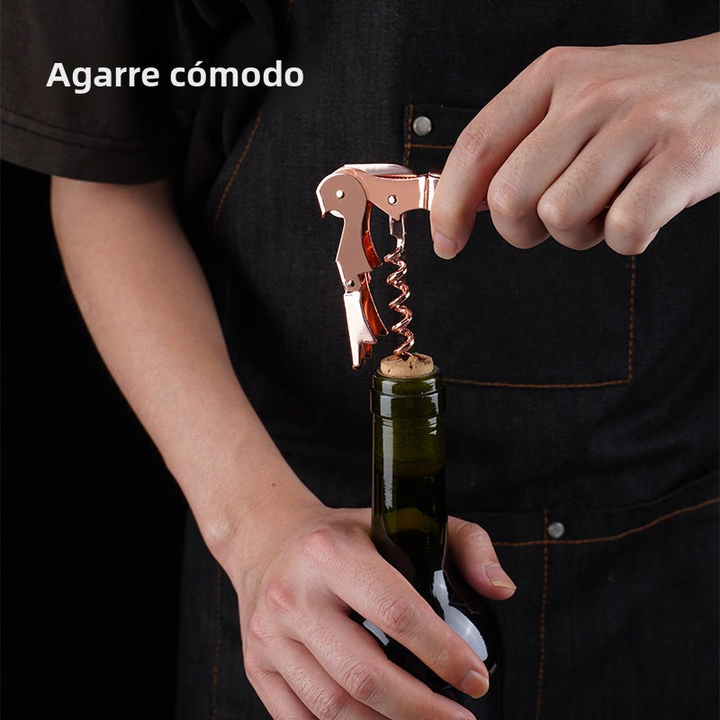 Cuchillo sacacorchos de oro rosa: abridor de vino tinto de acero inoxidable, sacacorchos multifuncional con diseño de caballito de mar