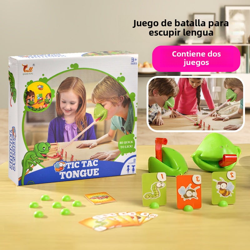 Juego de Mesa con Máscara de Rana y Camaleón: Cartas Educativas para Niños