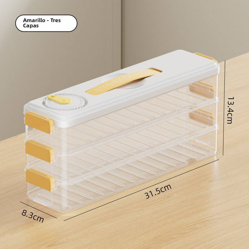 Caja de almacenamiento para dumplings congelados: recipientes de grado alimenticio para nevera y organización