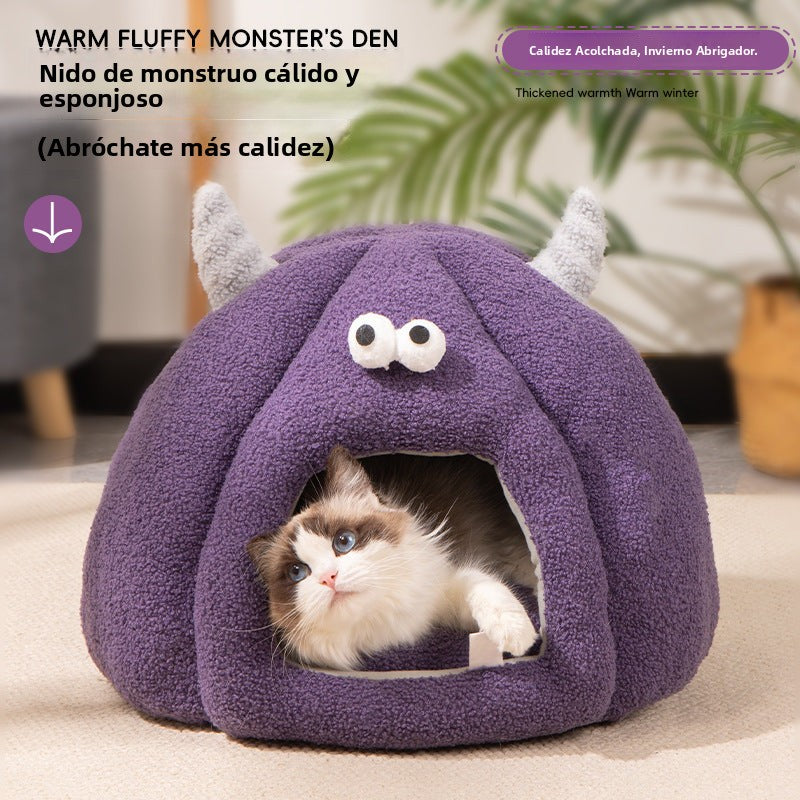 Cama para Gatos y Perros con Forma de Calabaza | Acolchada y Lavable