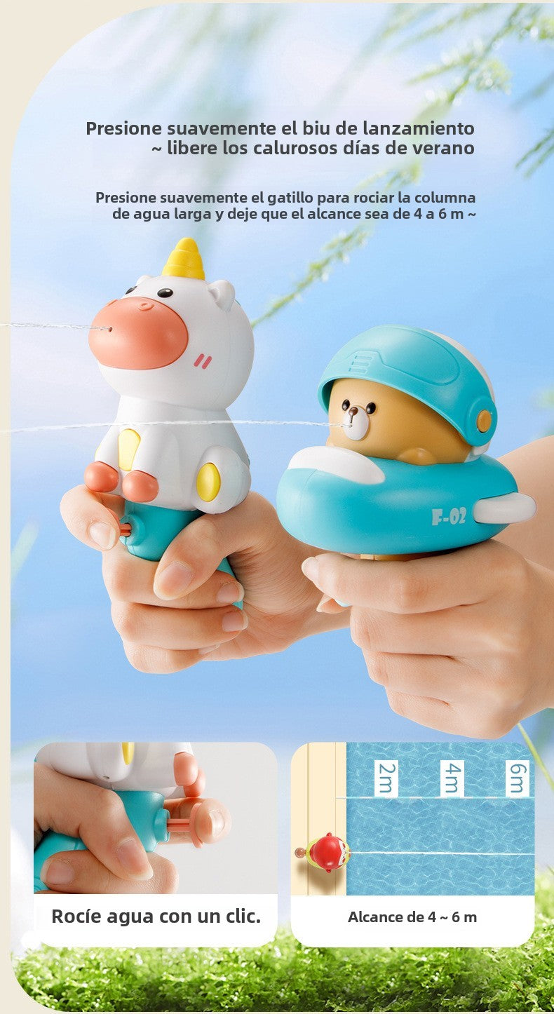Pistolas de Agua para Niños con Diseño de Animales: Patito Amarillo y Dinosaurio, Juguetes de Verano para Playa y Juegos Acuáticos