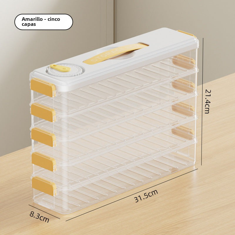 Caja de almacenamiento para dumplings congelados: recipientes de grado alimenticio para nevera y organización