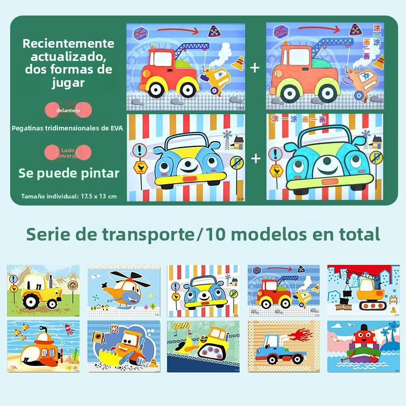 Manualidades Educativas con Pegatinas 3D para Niños – Dinosaurios y má diseños