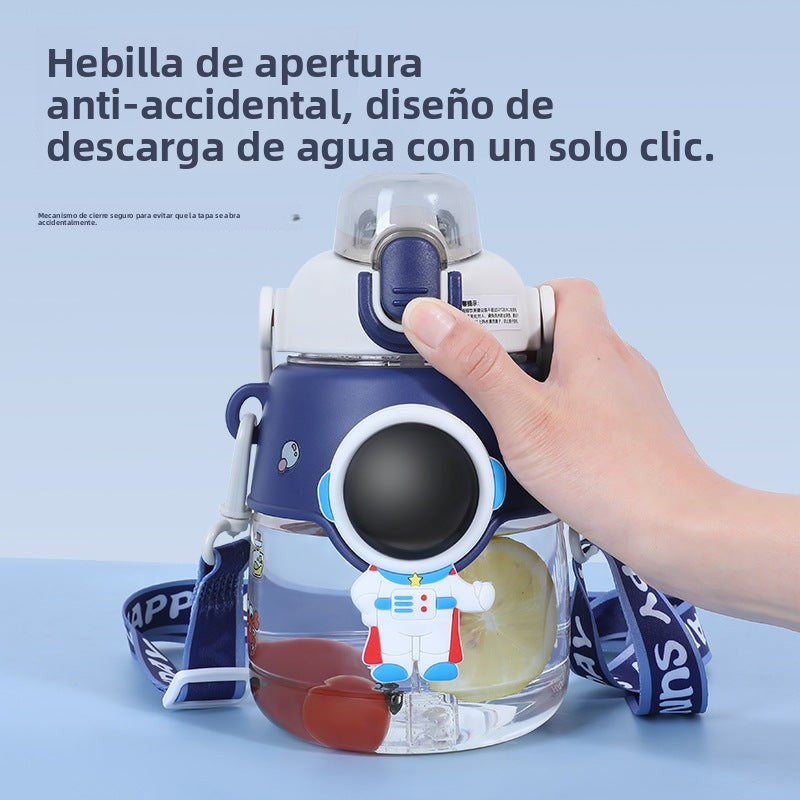 Botella de Astronauta para Niños: Vaso de Plástico con Pajita de Gran Capacidad