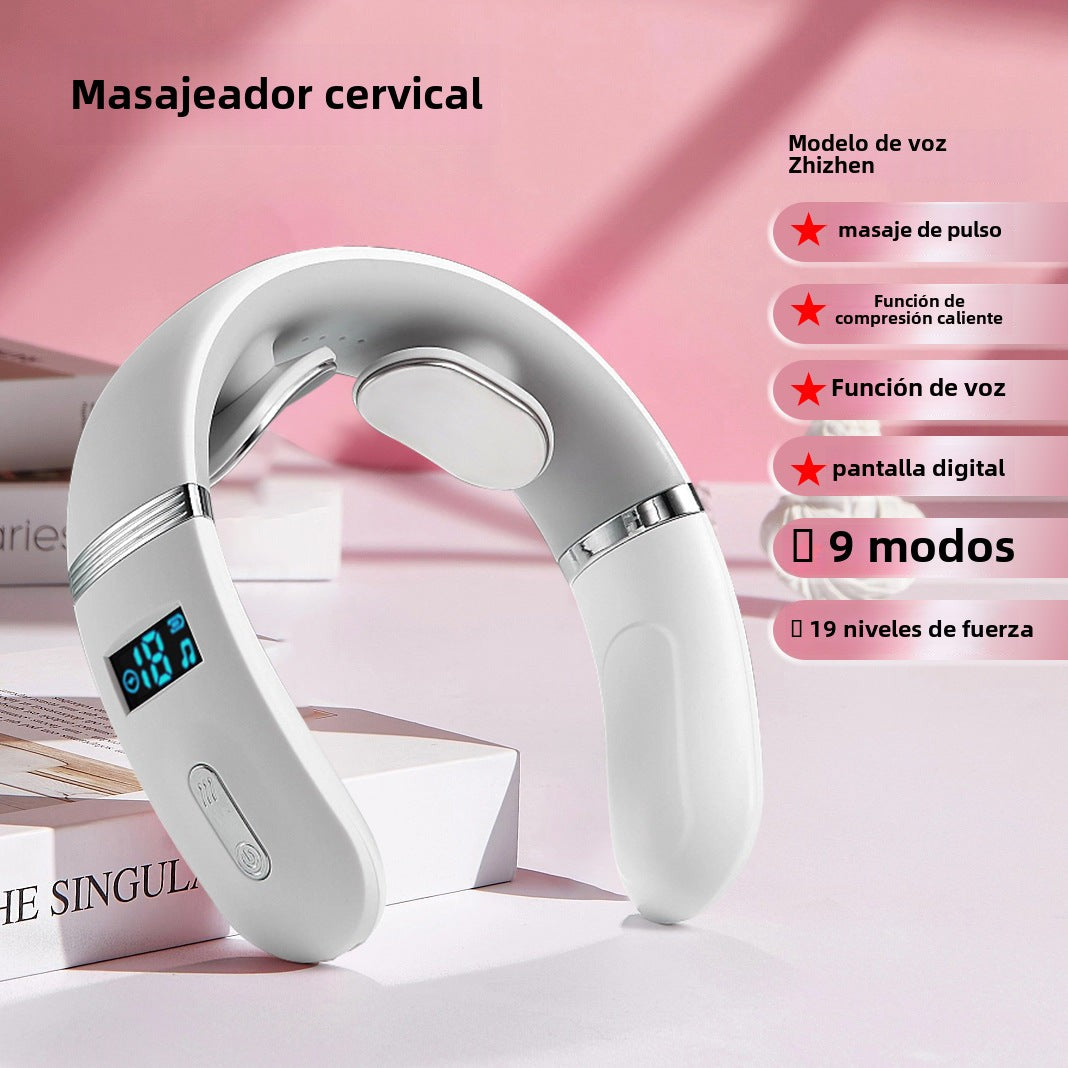 Masajeador de Cuello Portátil con Calor – Dispositivo Cervical Recargable para Aliviar Tensión y Dolor
