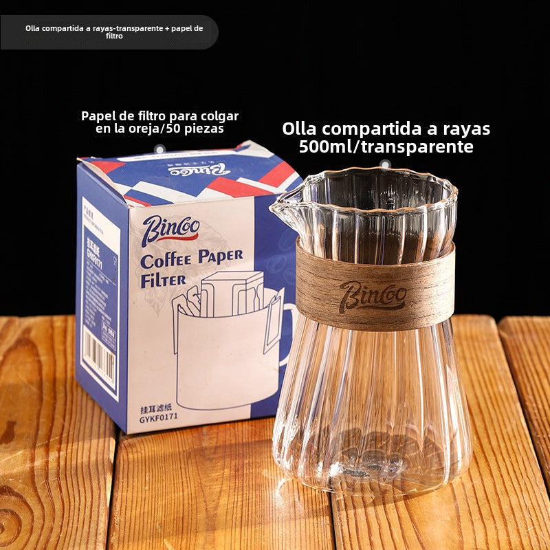 Bincoo: Juego de cafetera de goteo con jarra de café a rayas, tetera de nube, tazas de café al estilo japonés y jarra de infusión fría