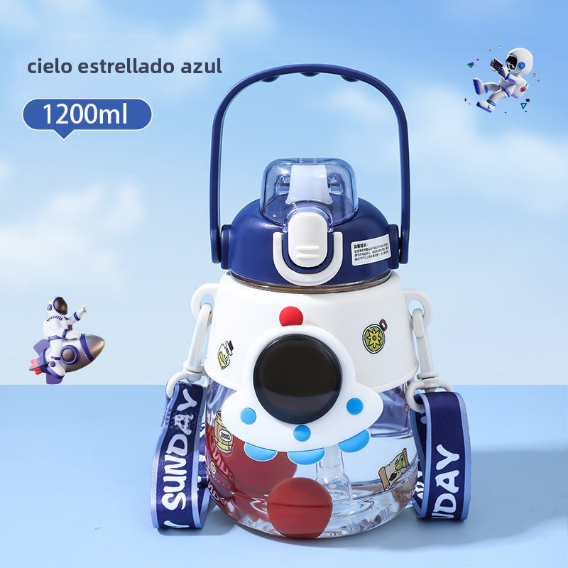 Botella de Astronauta para Niños: Vaso de Plástico con Pajita de Gran Capacidad