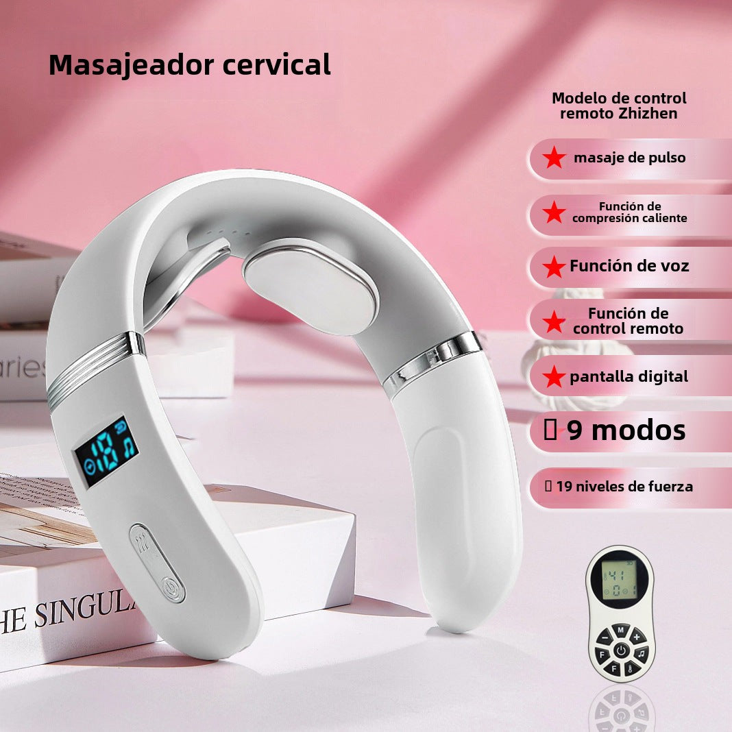 Masajeador de Cuello Portátil con Calor – Dispositivo Cervical Recargable para Aliviar Tensión y Dolor