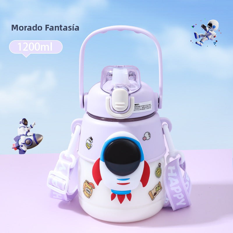 Botella de Astronauta para Niños: Vaso de Plástico con Pajita de Gran Capacidad