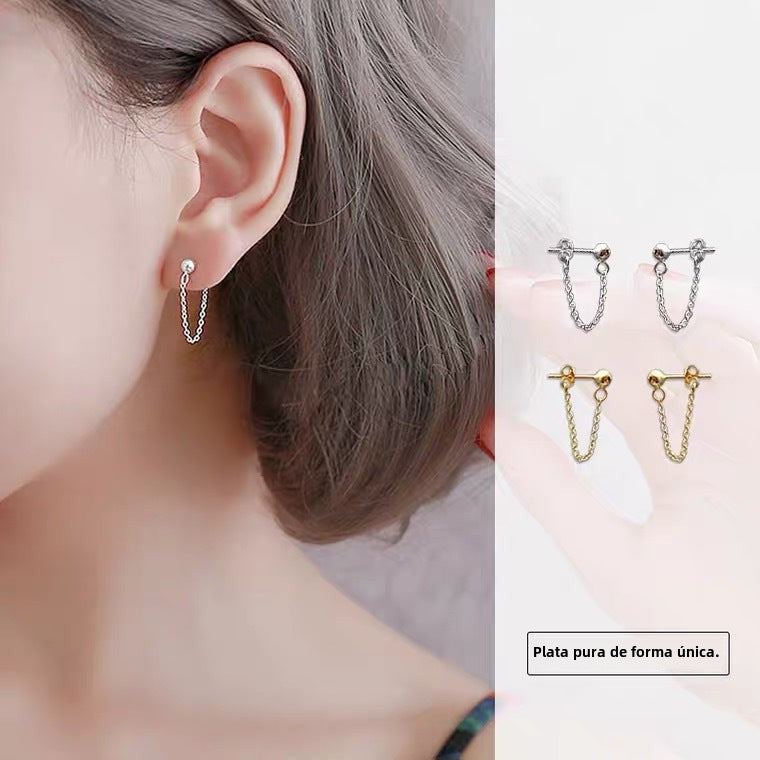 Aretes de Cadena en Plata 925 – Estilo Ear Jacket para Mujer