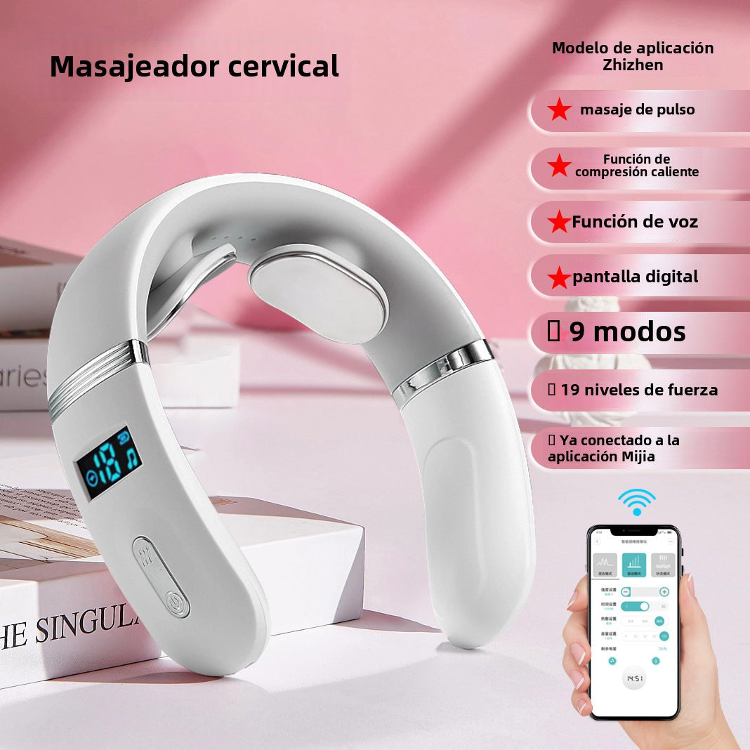 Masajeador de Cuello Portátil con Calor – Dispositivo Cervical Recargable para Aliviar Tensión y Dolor
