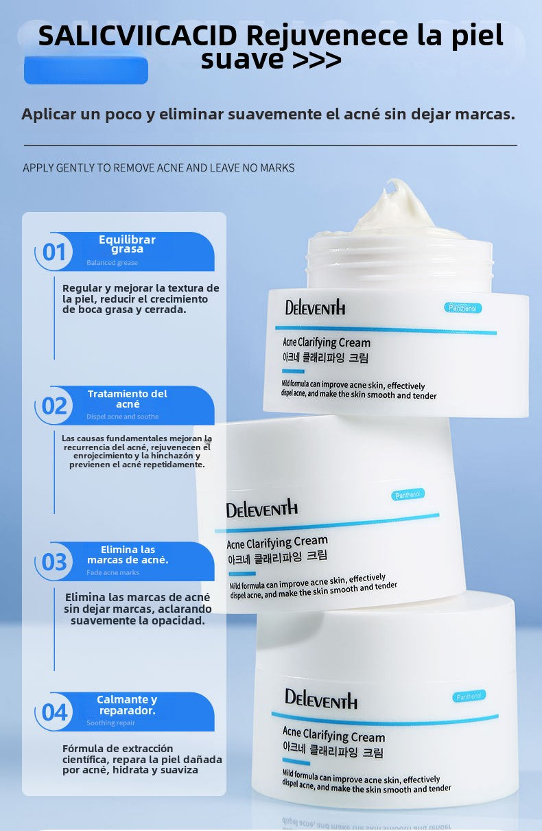 Crema Facial DEleventh con Ácido Salicílico 30g – Formulación Coreana para Piel Grasa o con Tendencia al Acné