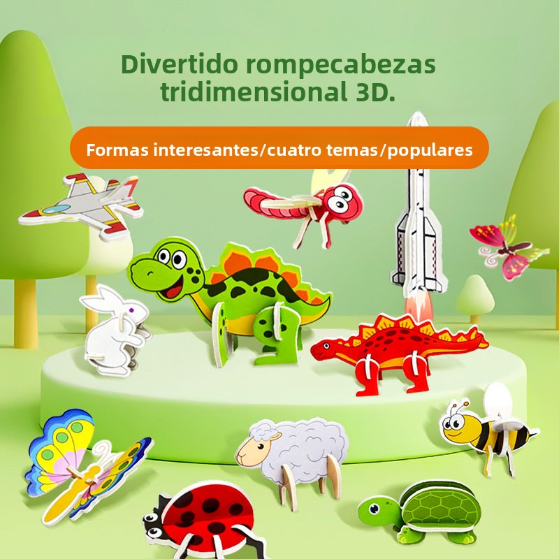 Rompecabezas 3D para Niños de Animales y Dinosaurios