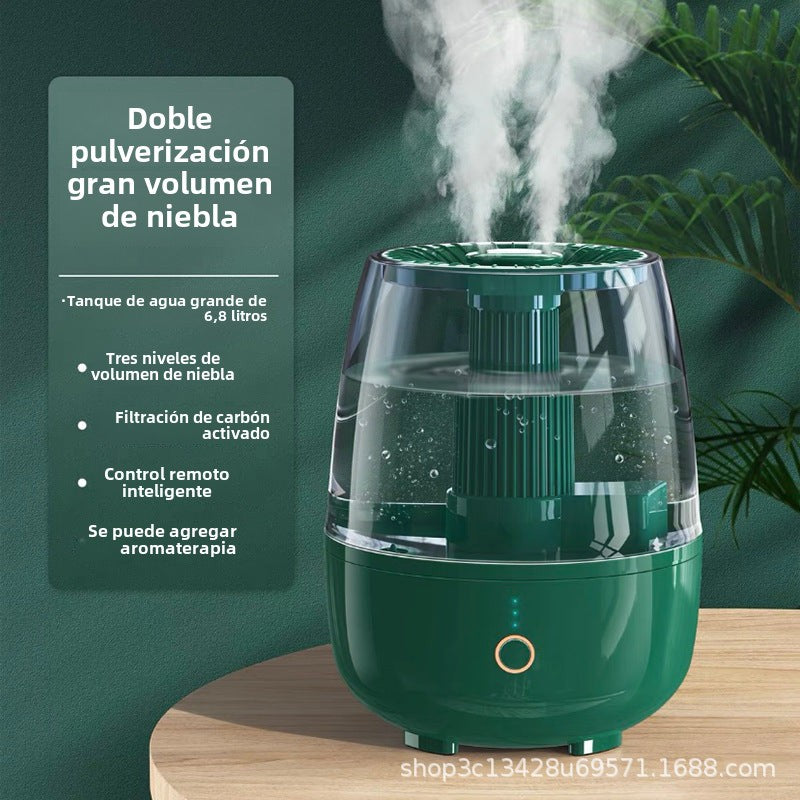 Humidificador de Gran Capacidad para Oficina y Hogar: Mini Humidificador de Escritorio con Doble Pulverización y Purificación de Aire