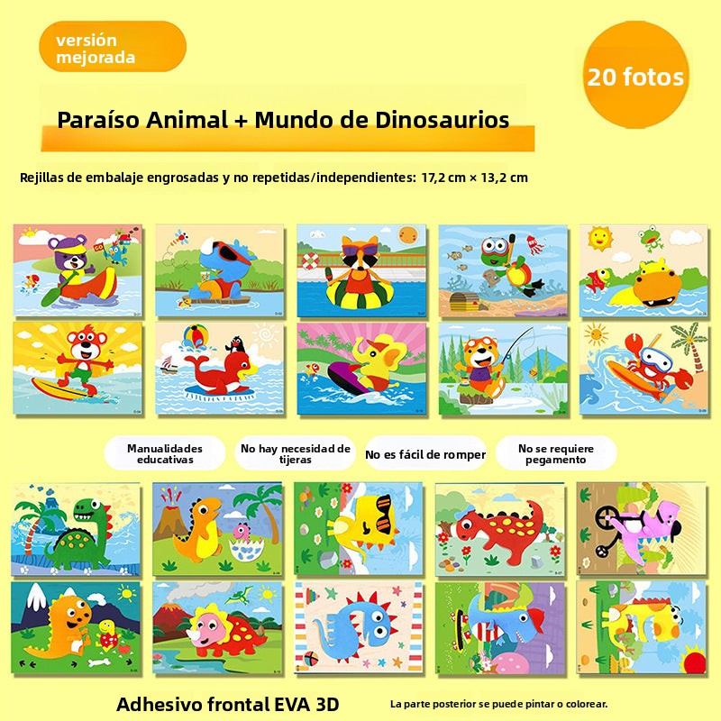 Pegatinas 3D de Juguetes y Dinosaurios Educativos