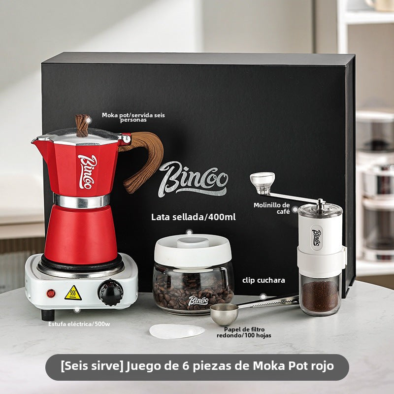 Bincoo: Set de regalo de cafetera moka, equipo para preparar café, cafetera manual compacta, ideal para cumpleaños