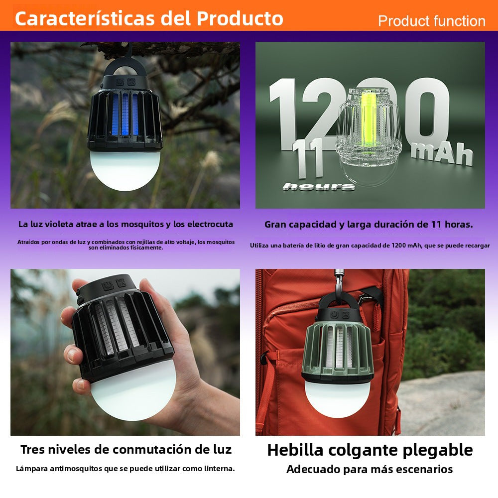 Bombilla Recargable Portátil Mata Mosquitos Para Interior Y Exterior