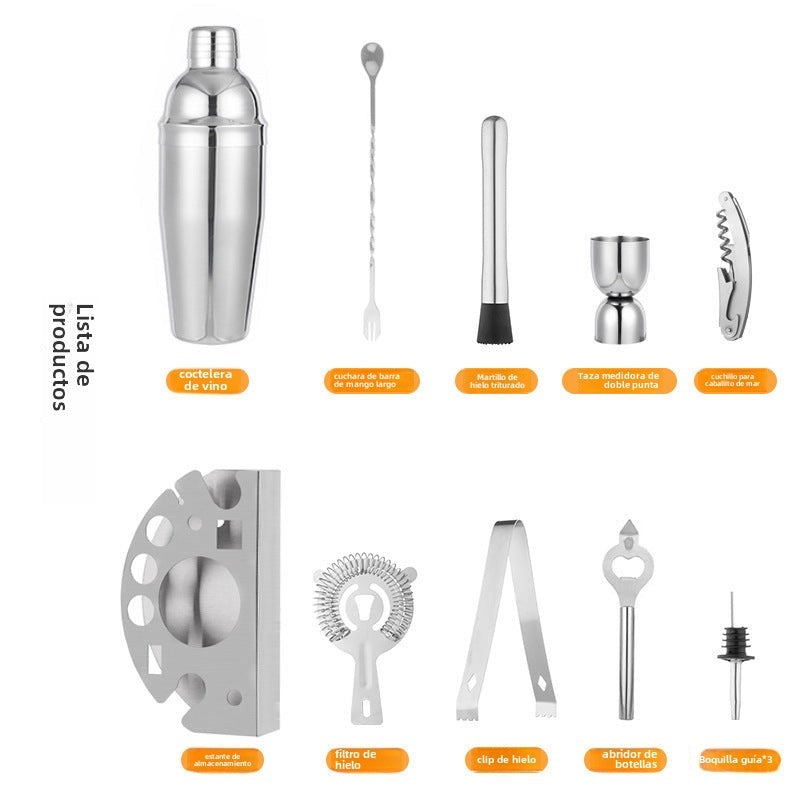 Juego de Coctelera de Acero Inoxidable: Kit Completo de Herramientas de Bar para Mezclar Cócteles