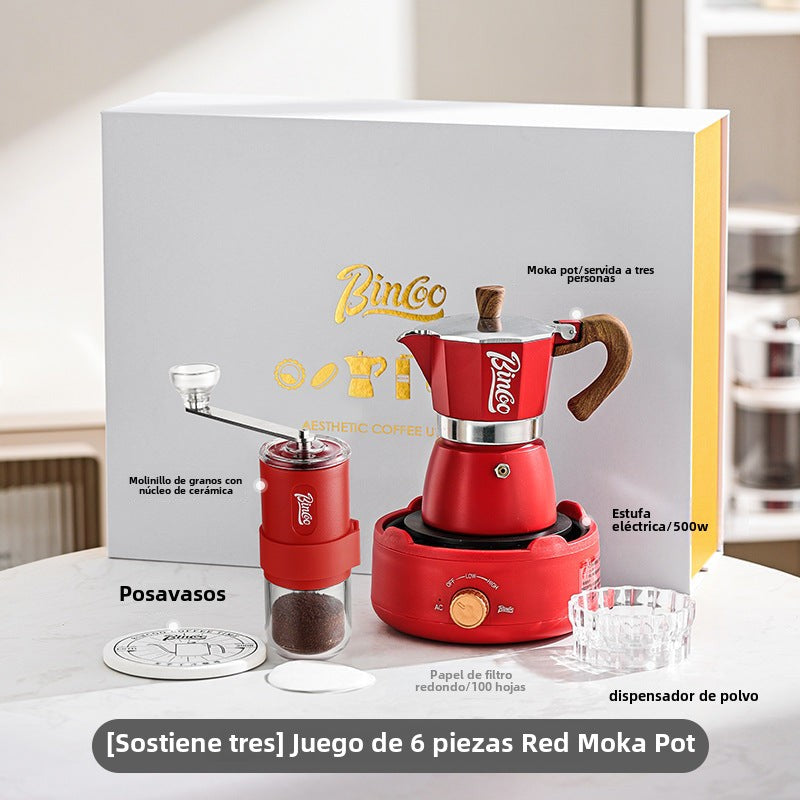 Bincoo: Set de regalo de cafetera moka, equipo para preparar café, cafetera manual compacta, ideal para cumpleaños