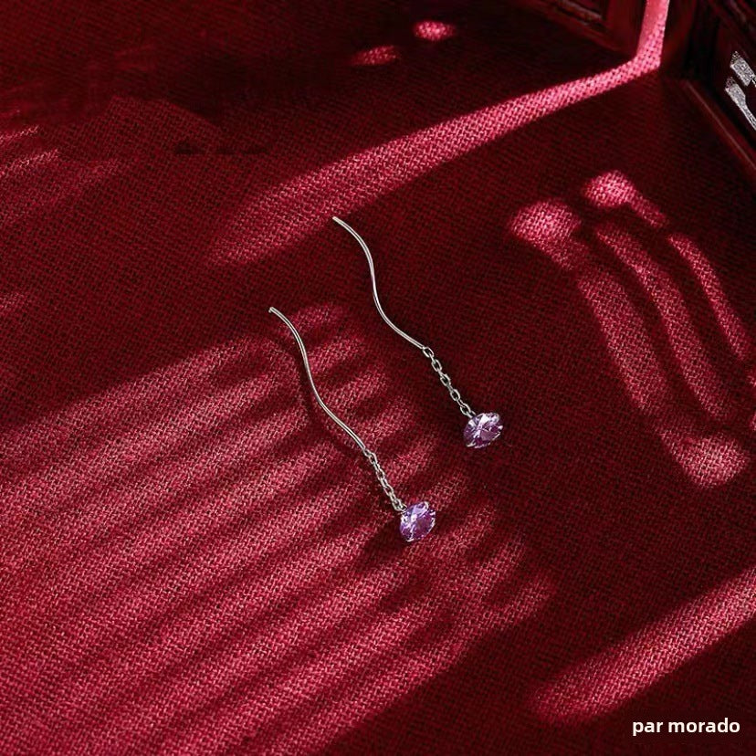 Aretes de Enhebrador en Plata 999: Esfera de Zirconia en diferentes Colores