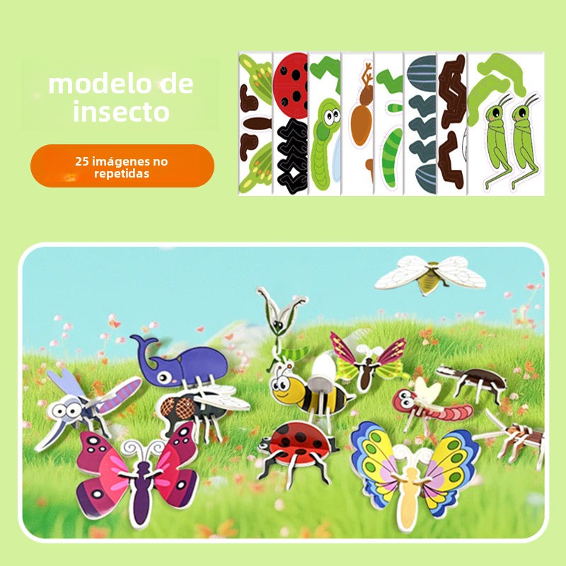 Rompecabezas 3D para Niños – Animales, Dinosaurios, Insectos y Aviones DIY
