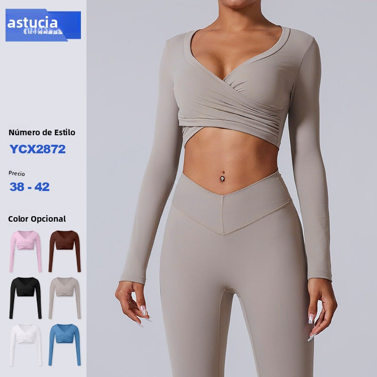 Top deportivo ajustado de manga larga para mujer