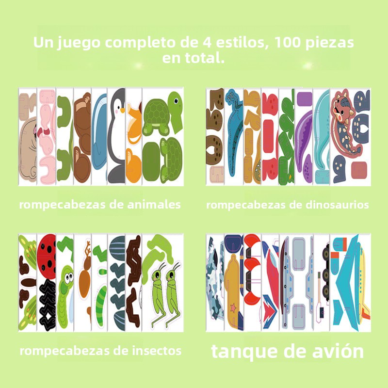 Rompecabezas 3D para Niños – Animales, Dinosaurios, Insectos y Aviones DIY
