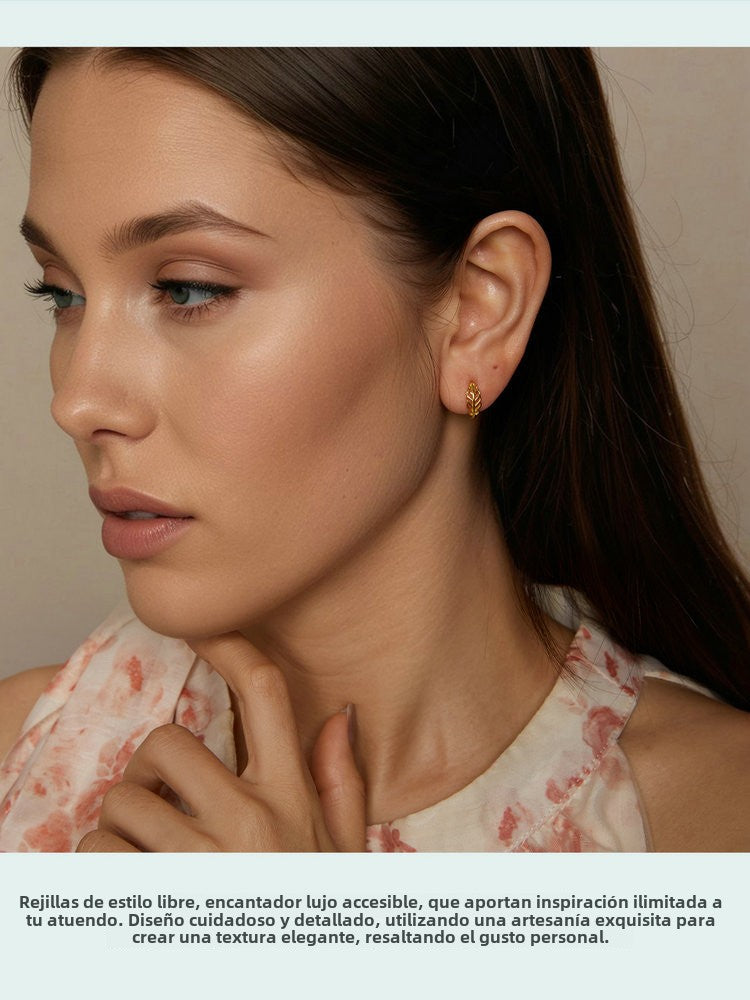 Aretes aro Hoja Calada en Plata – estilo Bohemio