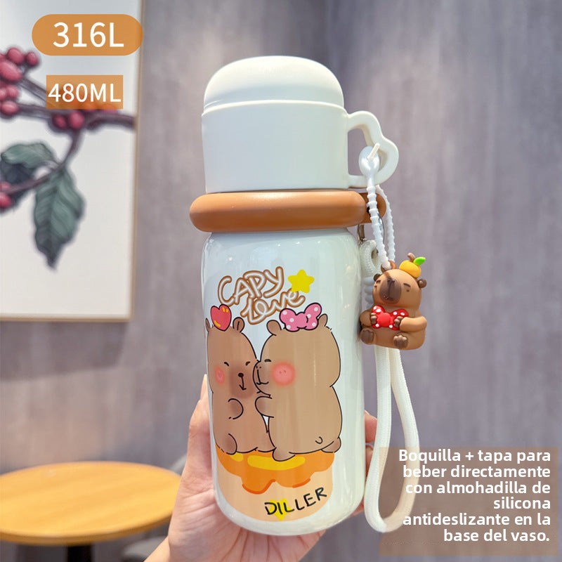 Termo de Acero Inoxidable con Accesorios de Capibara en Múltiples Modelos y Capacidades