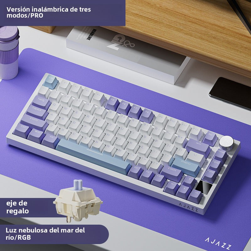 Teclado mecánico inalámbrico AK820pro: Bluetooth, tres modos, personalizable, 75% de tamaño, hot-swappable, diseño gasket, retroiluminado para juegos