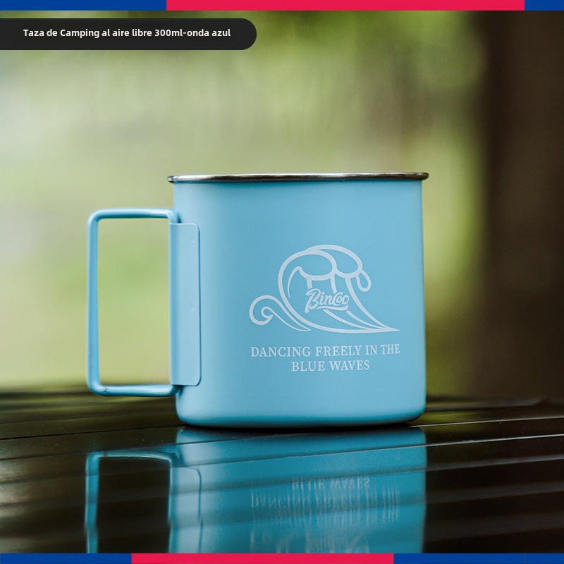 Taza de café de camping Bincoo: Taza portátil de acero inoxidable 304, ideal para parejas y uso en casa