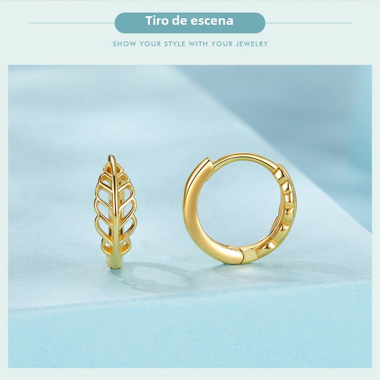 Aretes aro Hoja Calada en Plata – estilo Bohemio