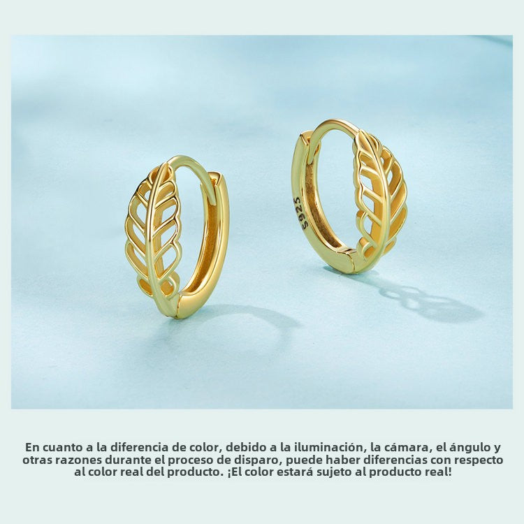 Aretes aro Hoja Calada en Plata – estilo Bohemio