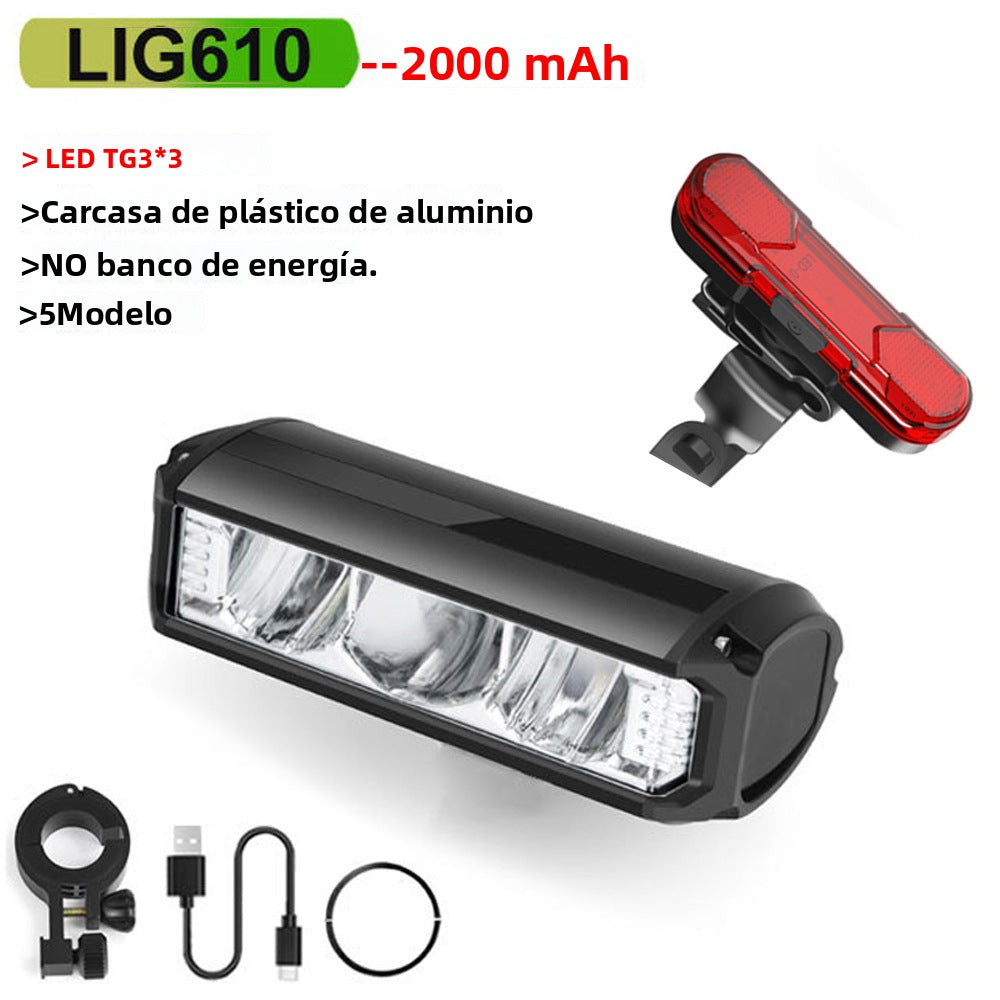 Luz de Bicicleta Nocturna con Faro Frontal y Batería de 8000-10000mAh
