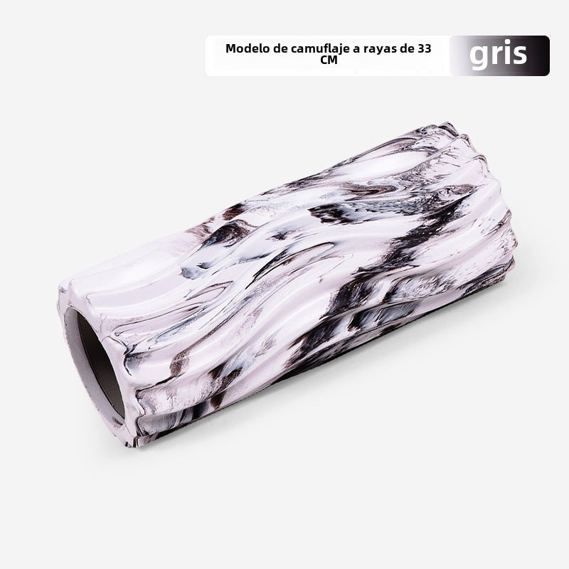 Rodillo de Espuma EVA Camuflado con Diseño de Dientes de Lobo: Cilindro de Masaje Hueco para Relajación Muscular y Yoga
