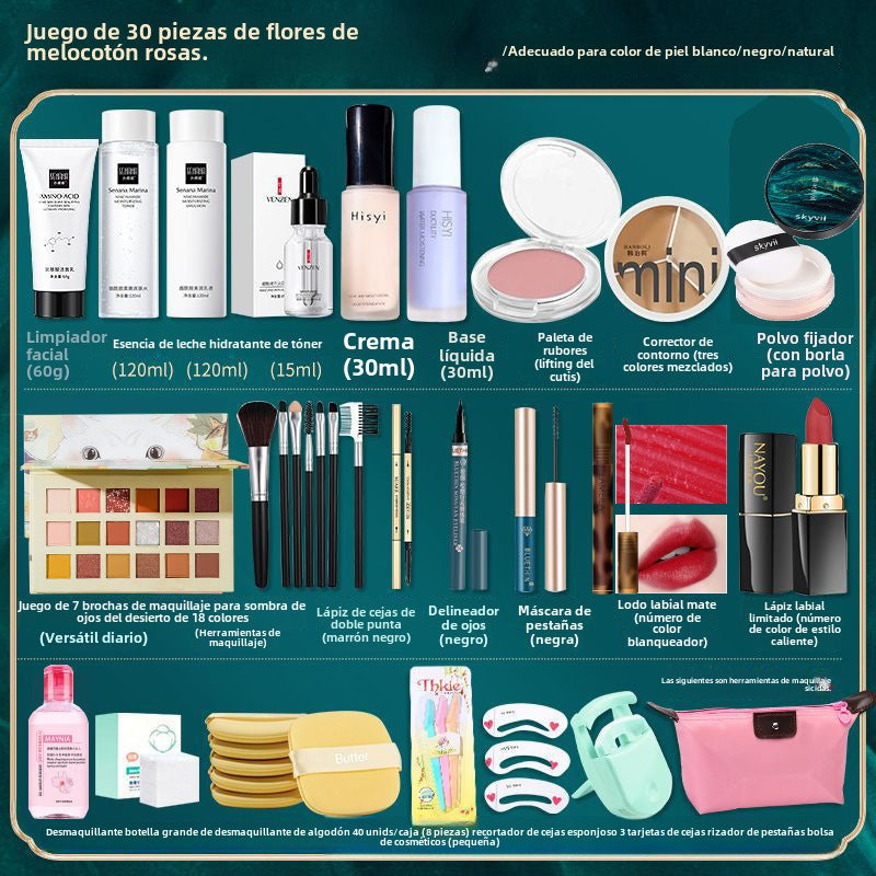 Kit de Maquillaje para Estudiantes: Set Completo de Maquillaje, Resistente al Agua y al Sudor, Ideal para Principiantes