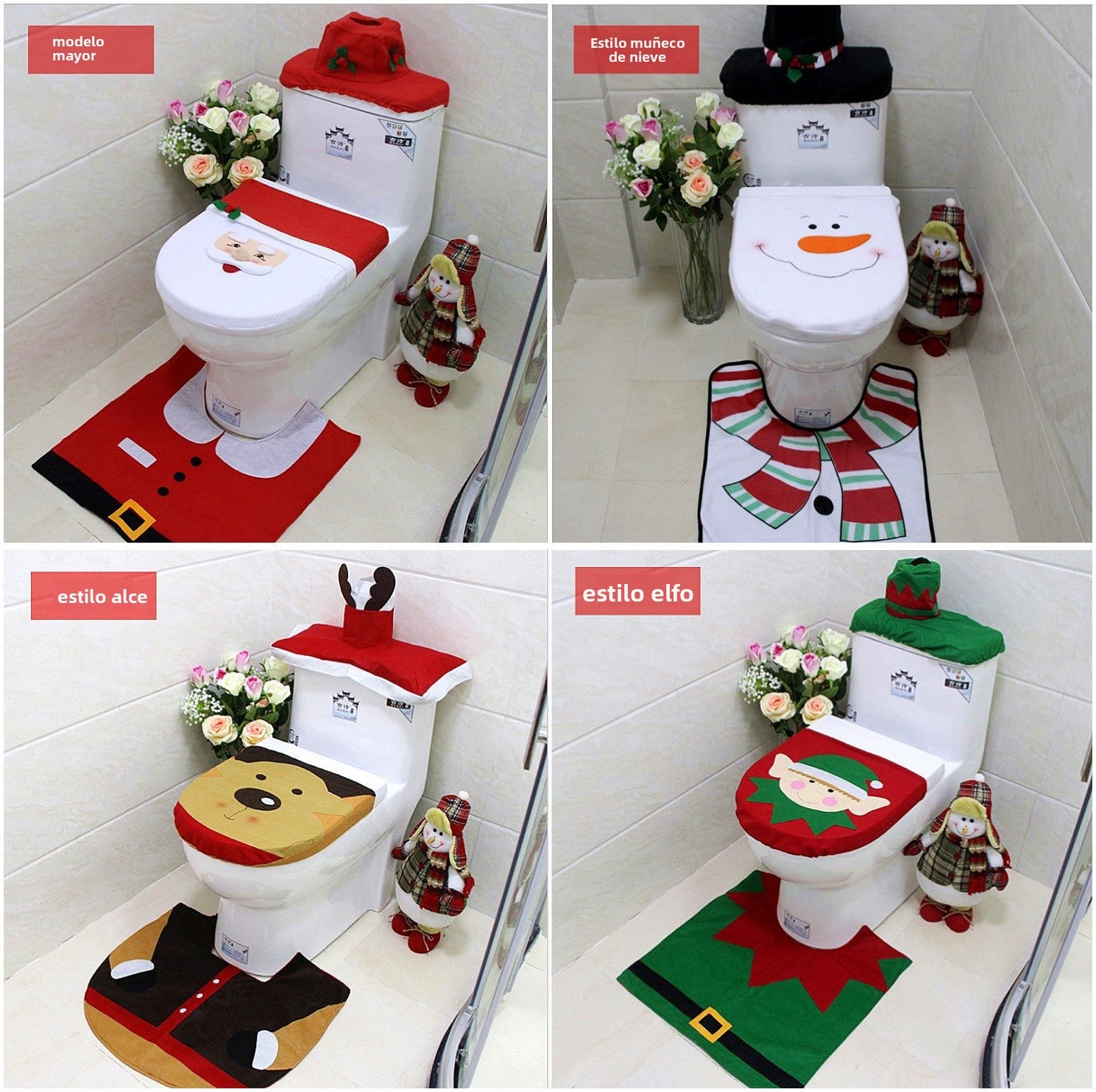Fundas de inodoro con motivos navideños