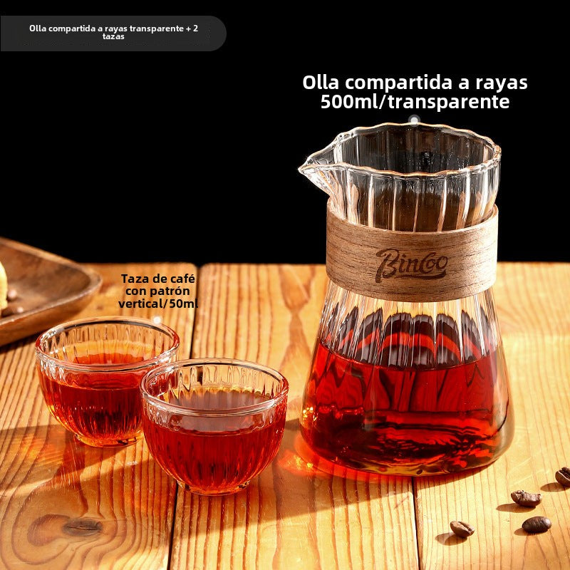 Bincoo: Juego de cafetera de goteo con jarra de café a rayas, tetera de nube, tazas de café al estilo japonés y jarra de infusión fría