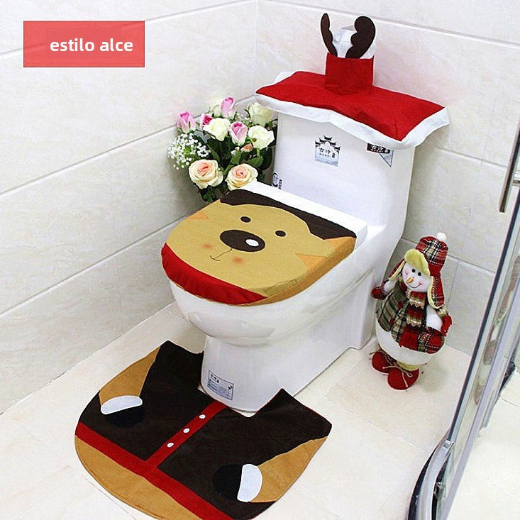 Set de 3 piezas para baño decorado en Navidad