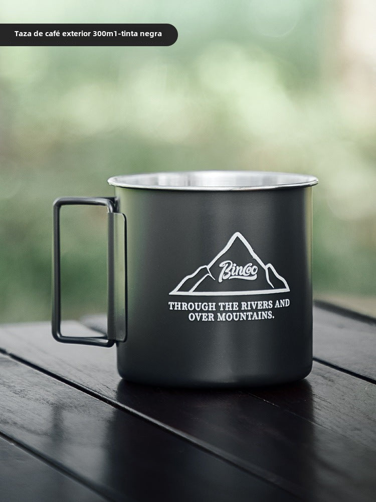 Taza de café de camping Bincoo: Taza portátil de acero inoxidable 304, ideal para parejas y uso en casa